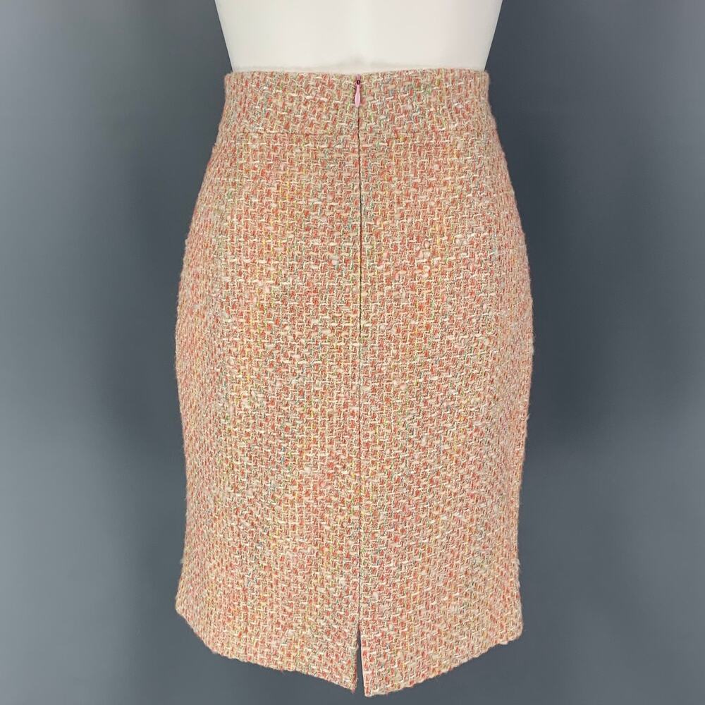 MONIQUE LHUILLIER Size 6 Beige Salmon Viscose Blend Tweed Zip Up Skirt Set - Picture 7 of 11